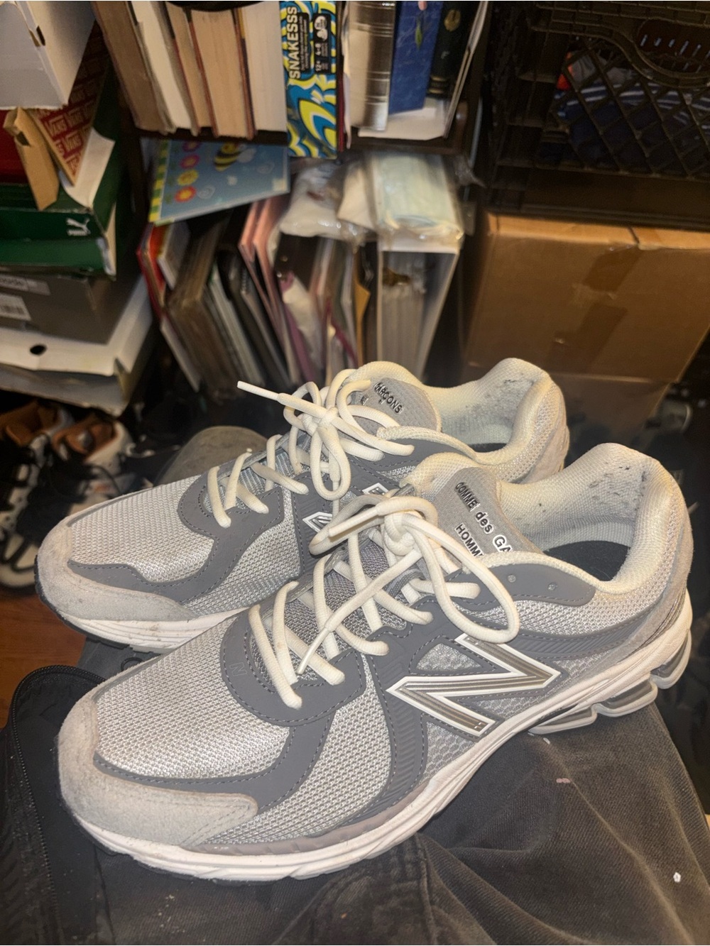 New Balance White and Gray Men's Running Sneakers